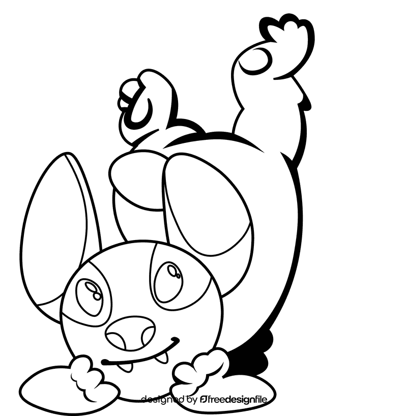 Stitch Upside Down black and white clipart