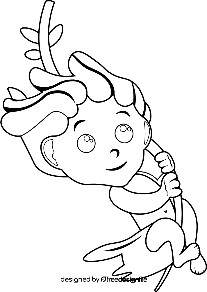 Tarzan Liana black and white clipart