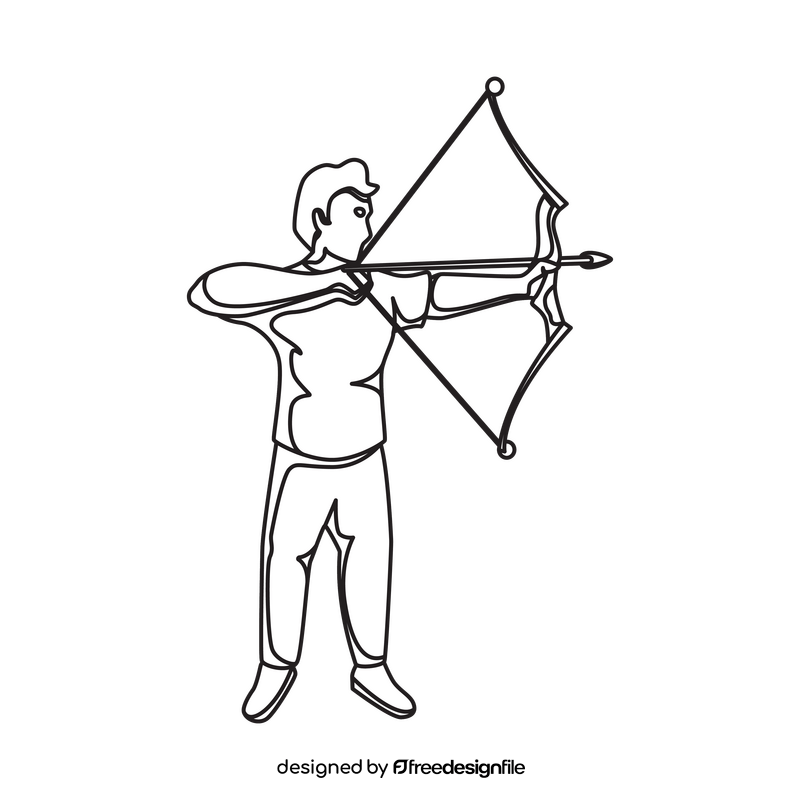 Archer drawing black and white clipart