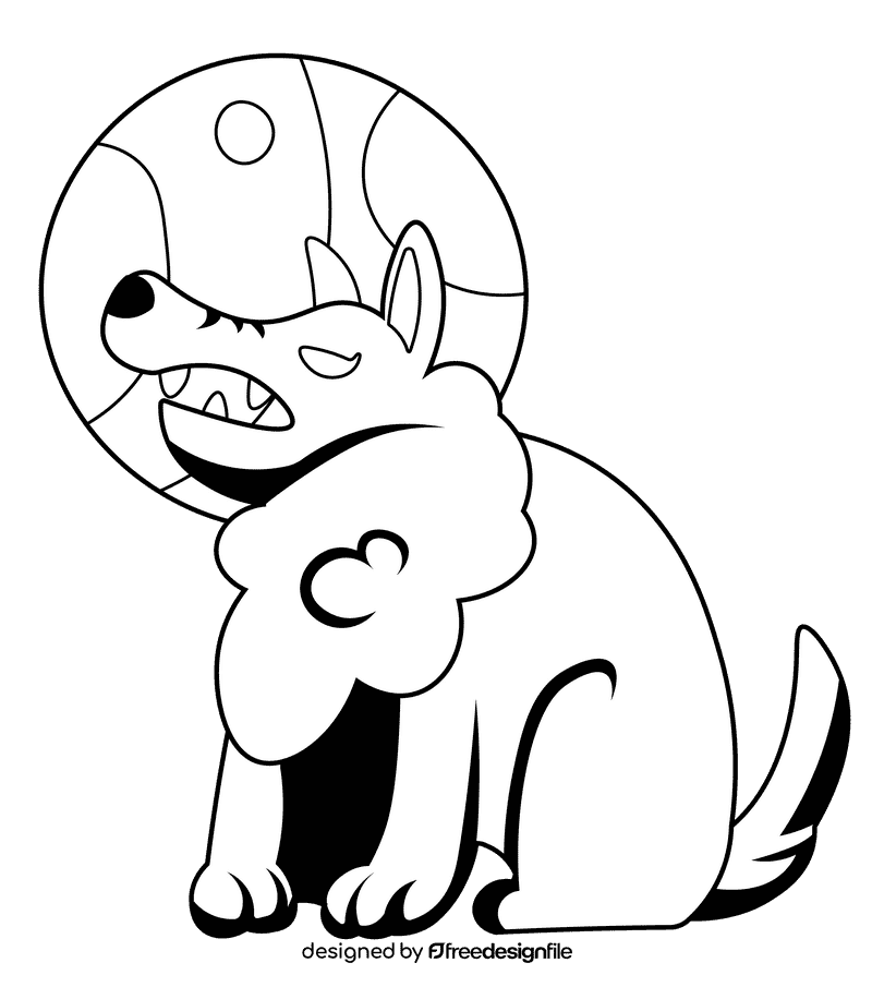 Werewolf Moon black and white clipart