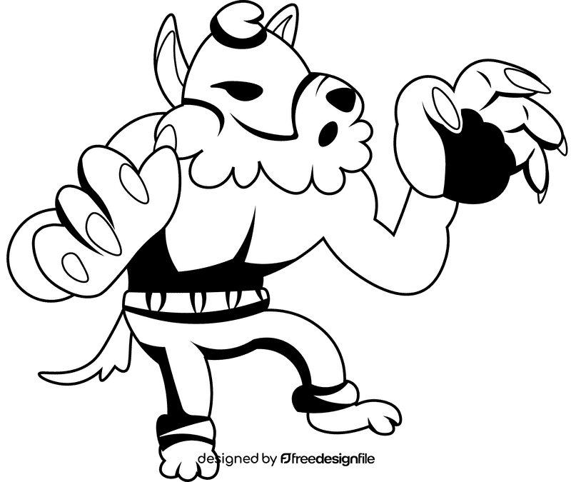 Werewolf Red Eyes black and white clipart