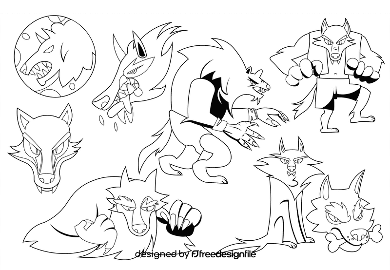 Werewolf black and white vector
