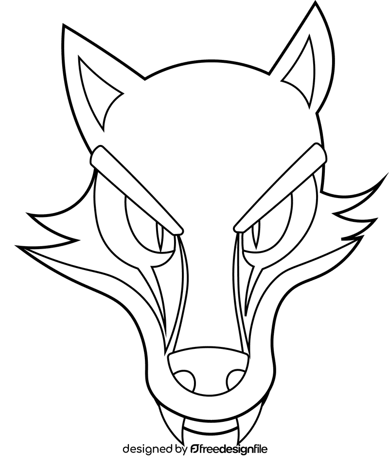 Werewolf Head black and white clipart
