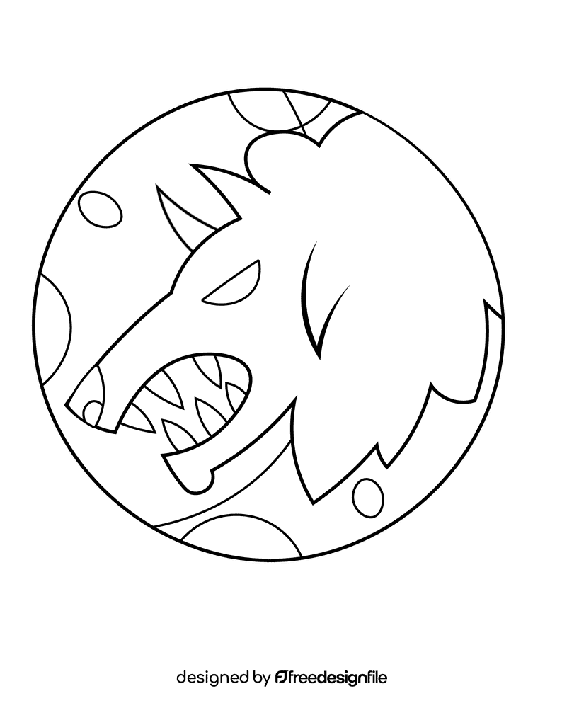 Werewolf Moon black and white clipart