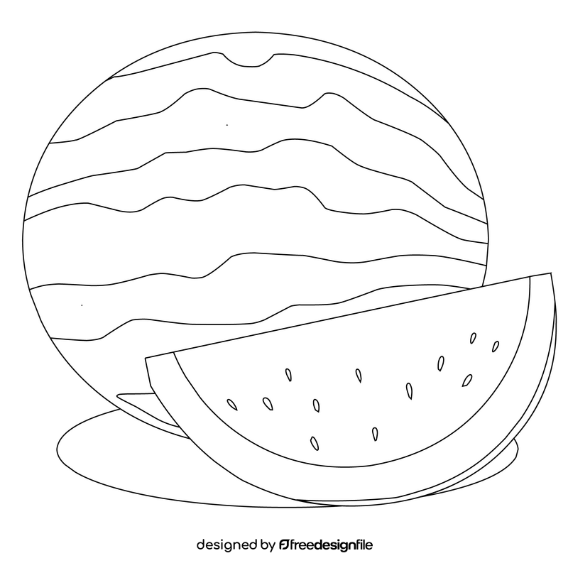 Watermelon healthy food black and white clipart