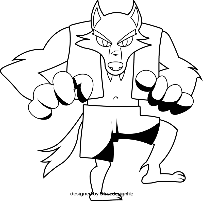 Werewolf black and white clipart