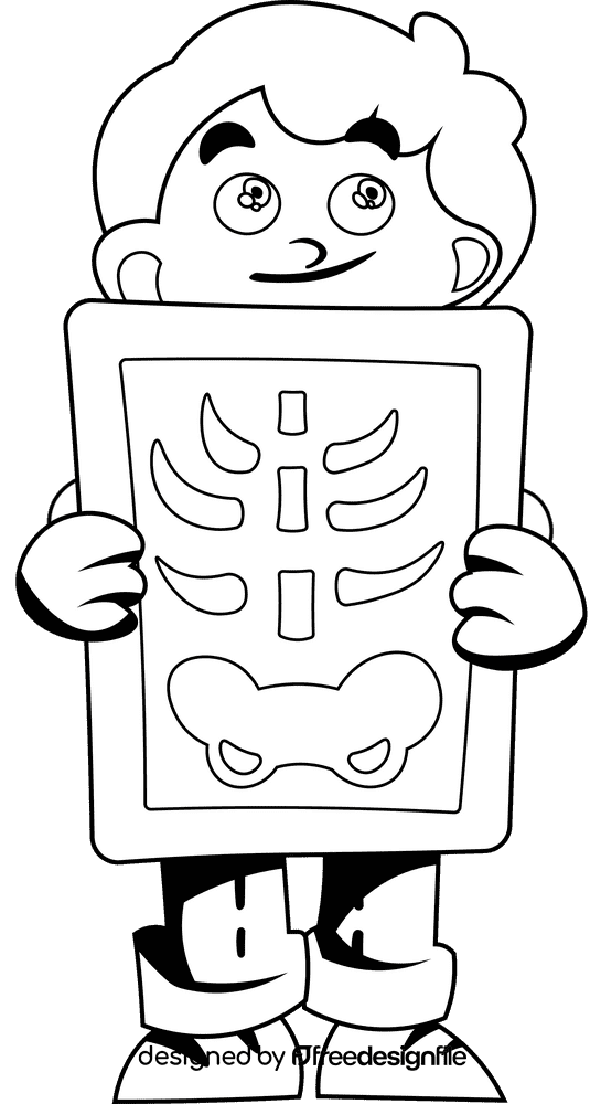 Xray Boy black and white clipart