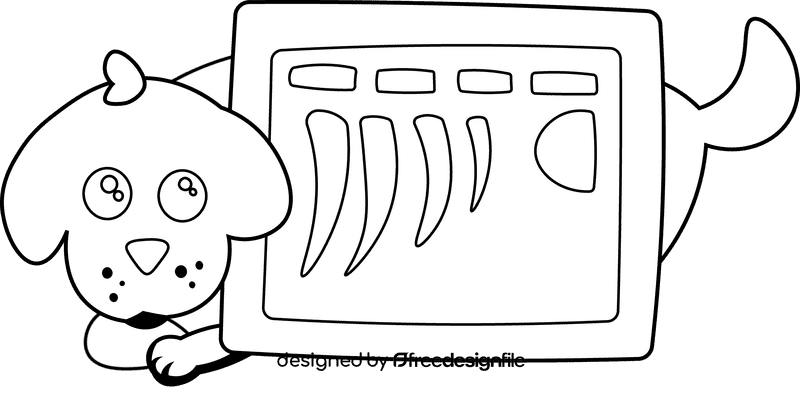 Xray Dog black and white clipart