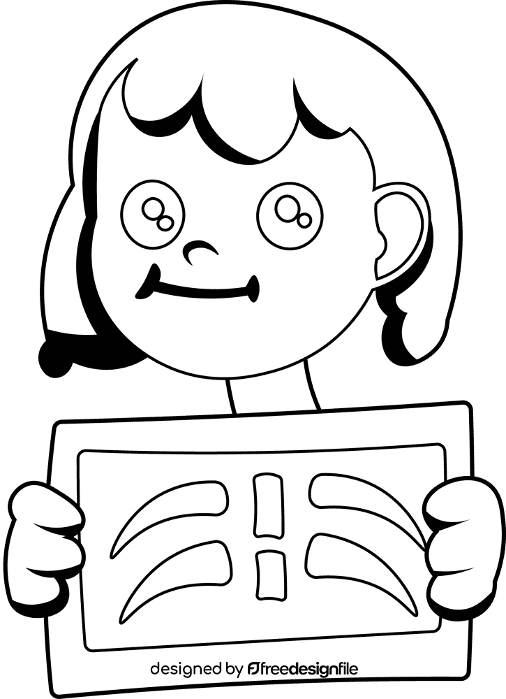 Xray Girl black and white clipart