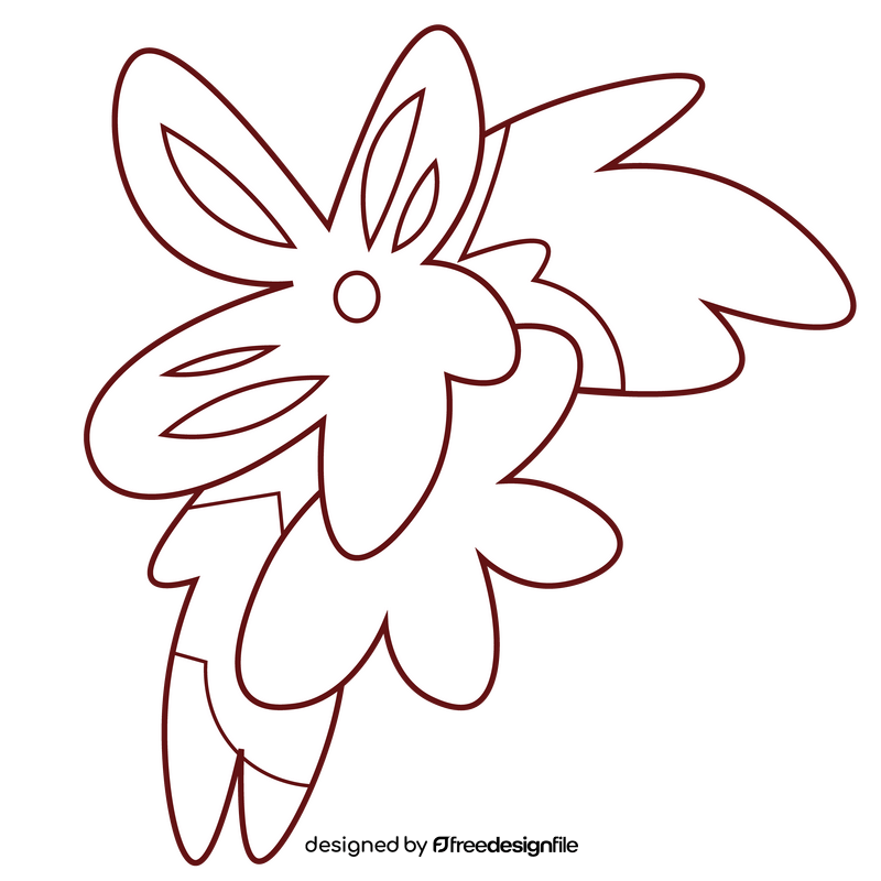 Bee flower black and white clipart