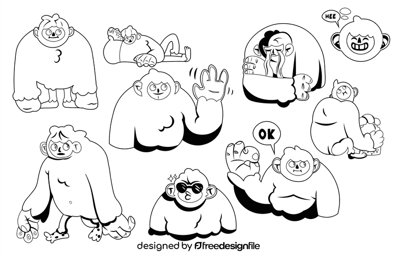 Yeti black and white vector