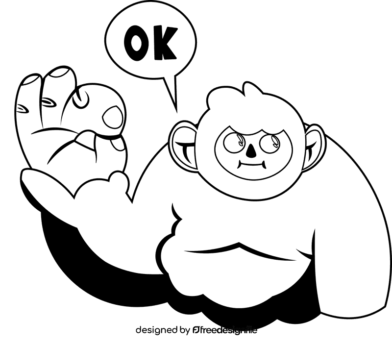 Yeti OK black and white clipart