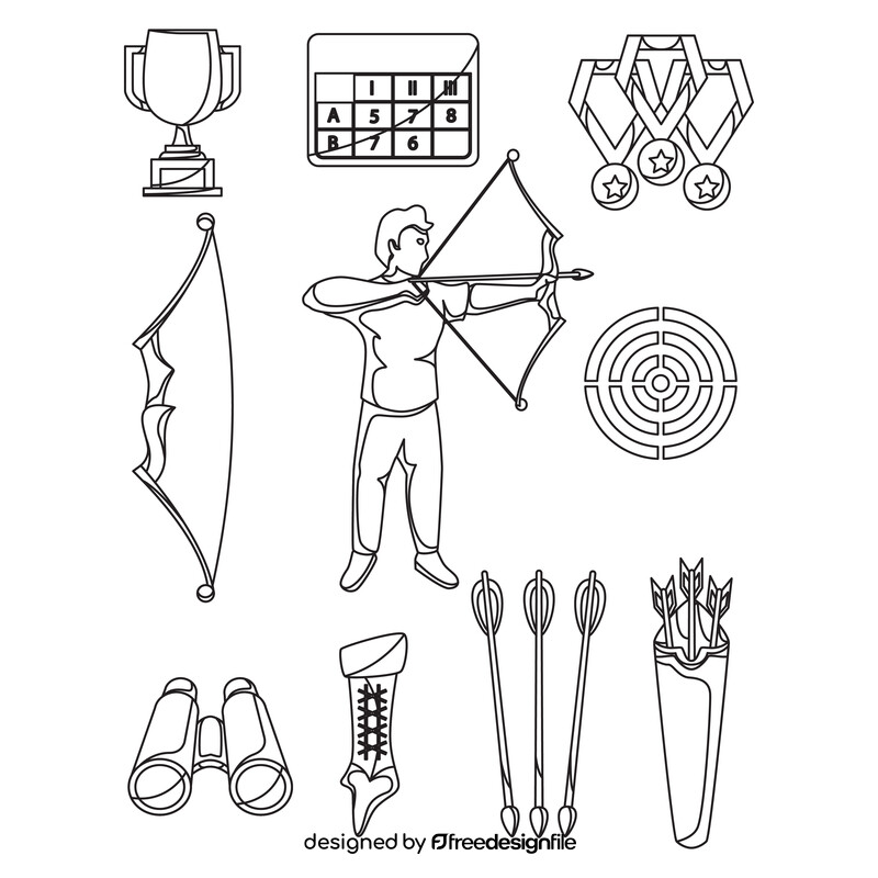 Archery icons set black and white vector