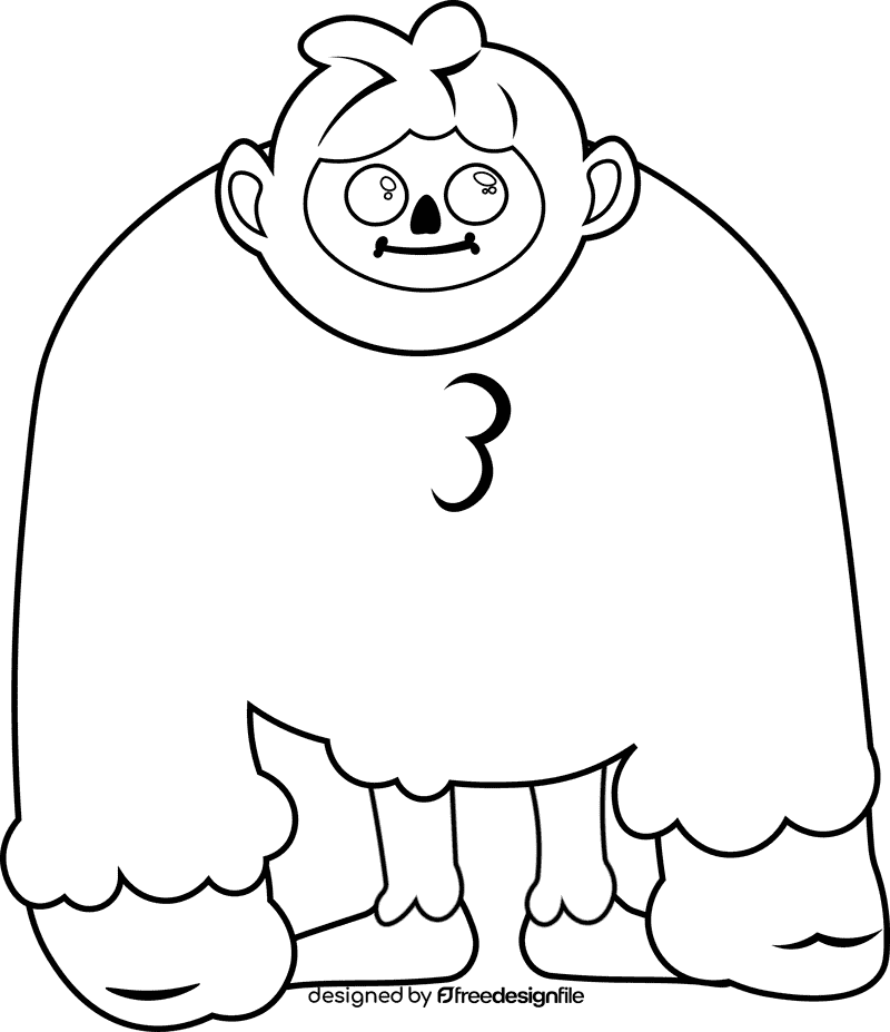 Yeti Staying black and white clipart