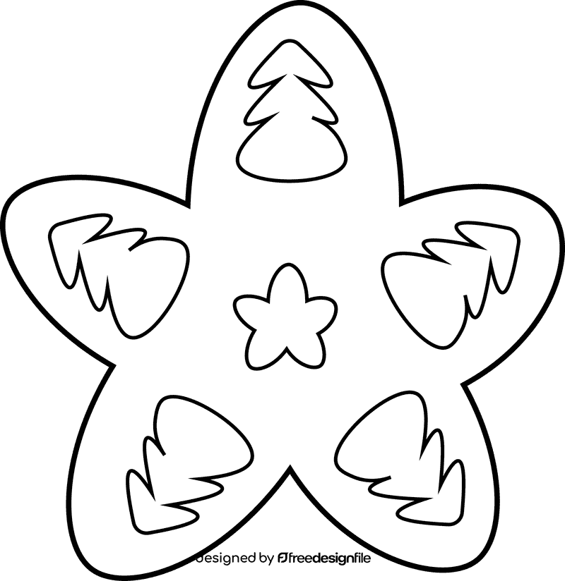 Christmas Star Cake black and white clipart