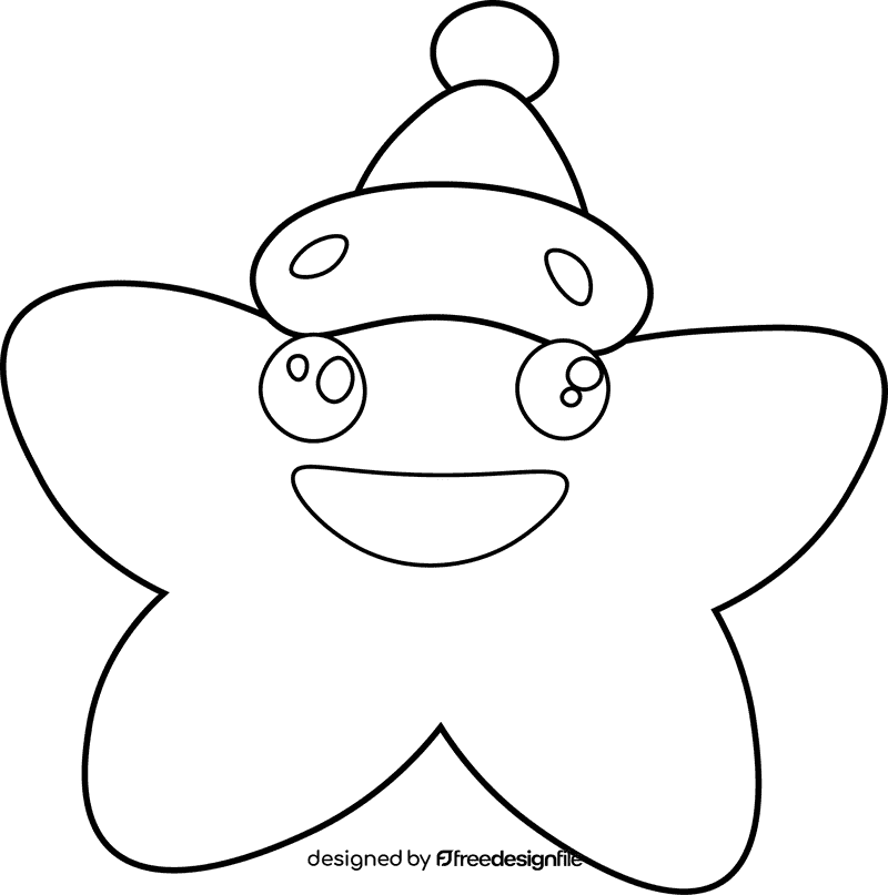 Christmas Star Cap black and white clipart