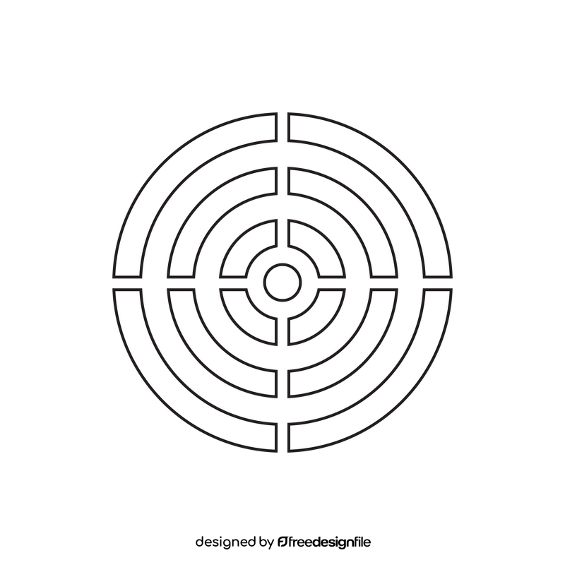 Archery target drawing black and white clipart