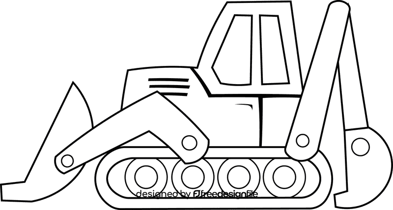 Bulldozer black and white clipart