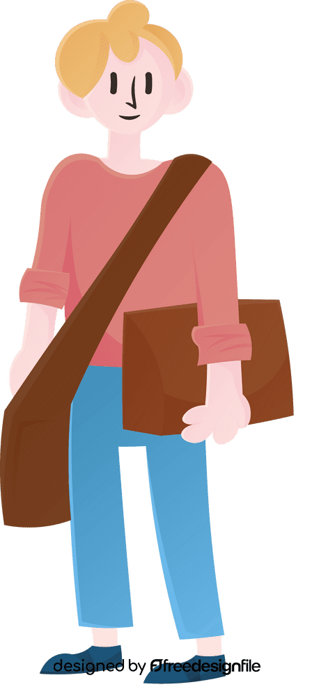 College Student with Bag clipart