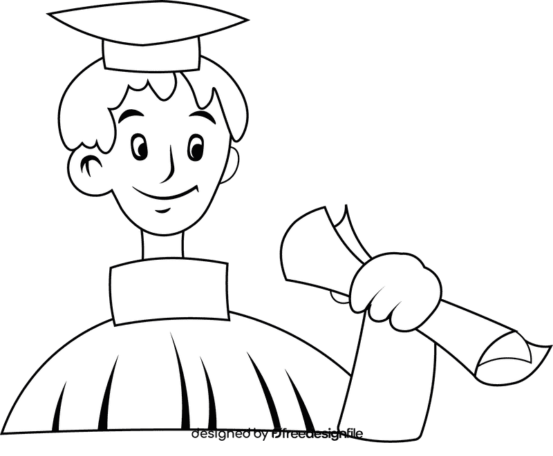 College Student Graduate black and white clipart
