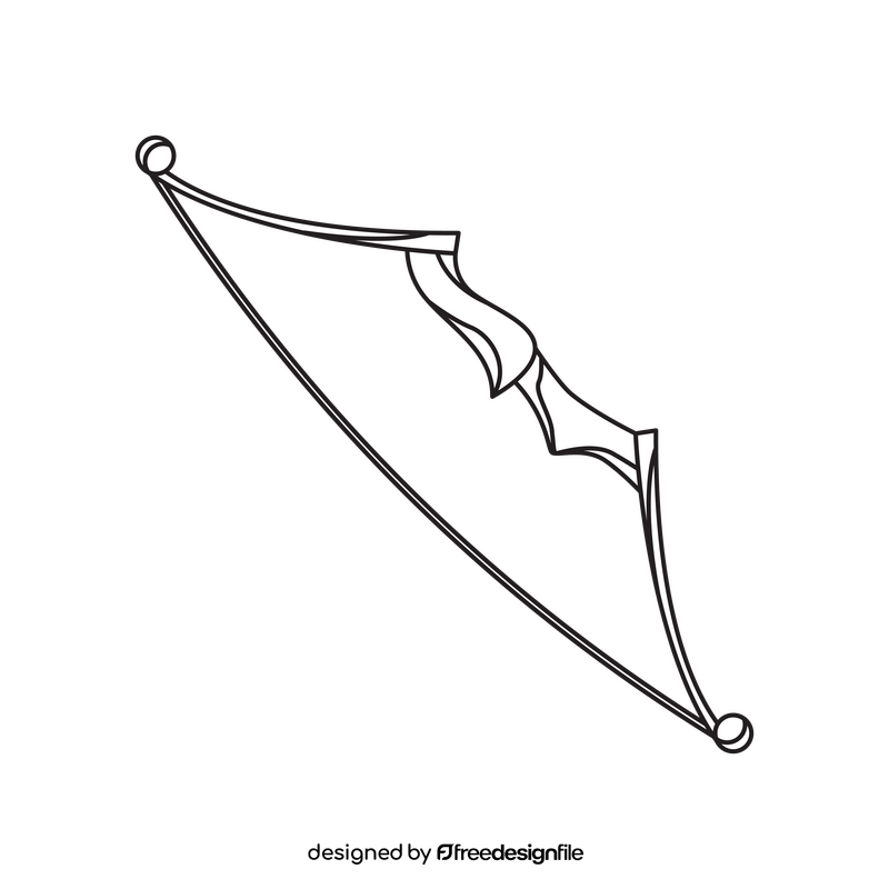 Archery bow drawing black and white clipart