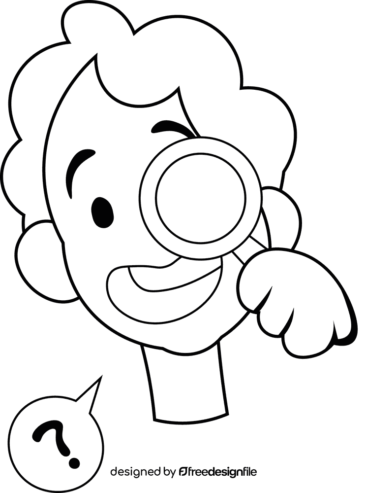 College Student Magnifier black and white clipart