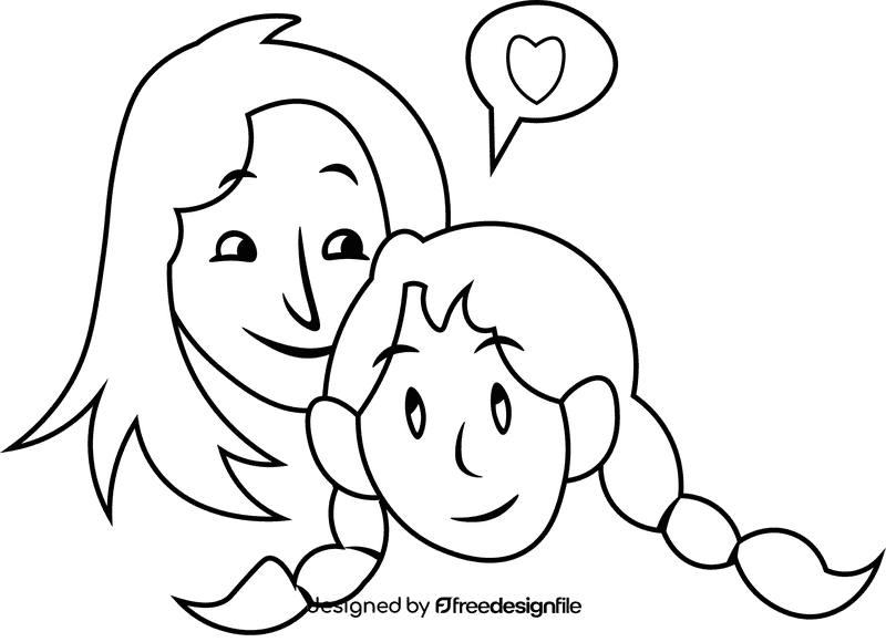 Diversity Girls black and white clipart