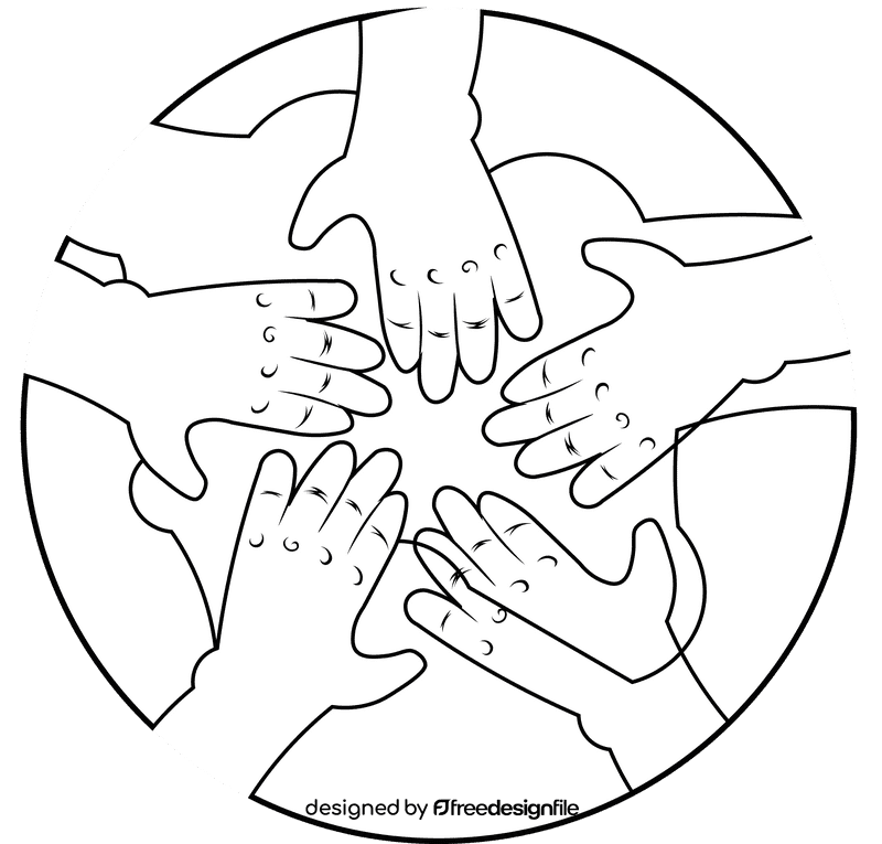 Diversity Hands Planet black and white clipart