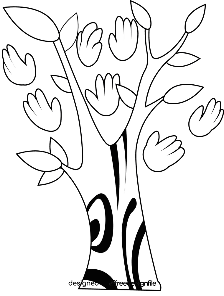 Diversity Hands Tree black and white clipart