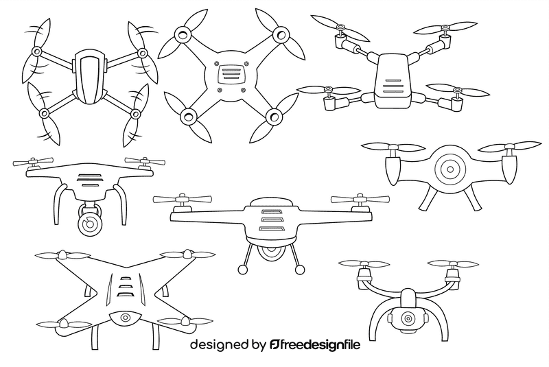 Drone black and white vector