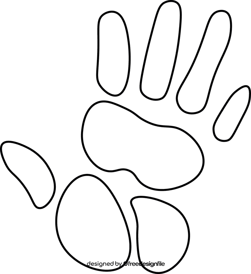 Fingerprint Hand black and white clipart