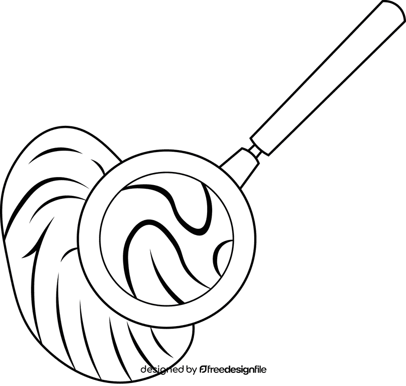 Fingerprint Magnifier black and white clipart