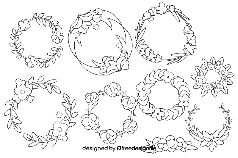 Flower Wreath black and white vector