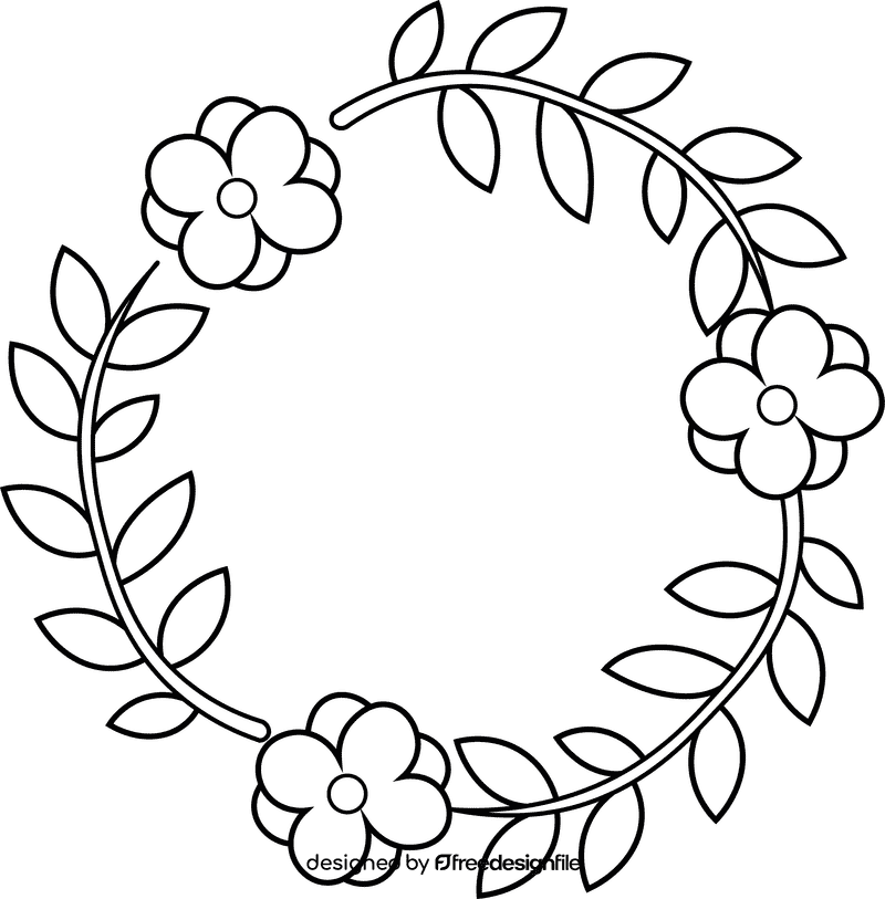Flower Wreath black and white clipart