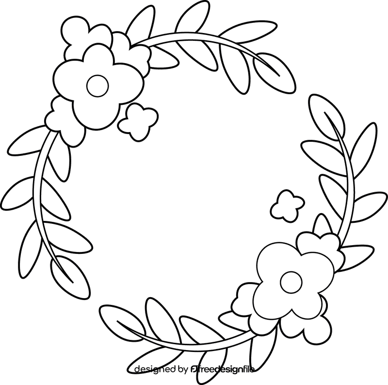 Flower Wreath black and white clipart