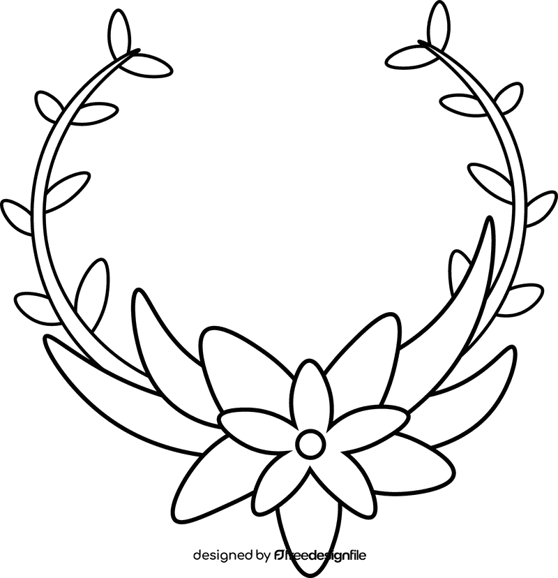 Flower Wreath black and white clipart