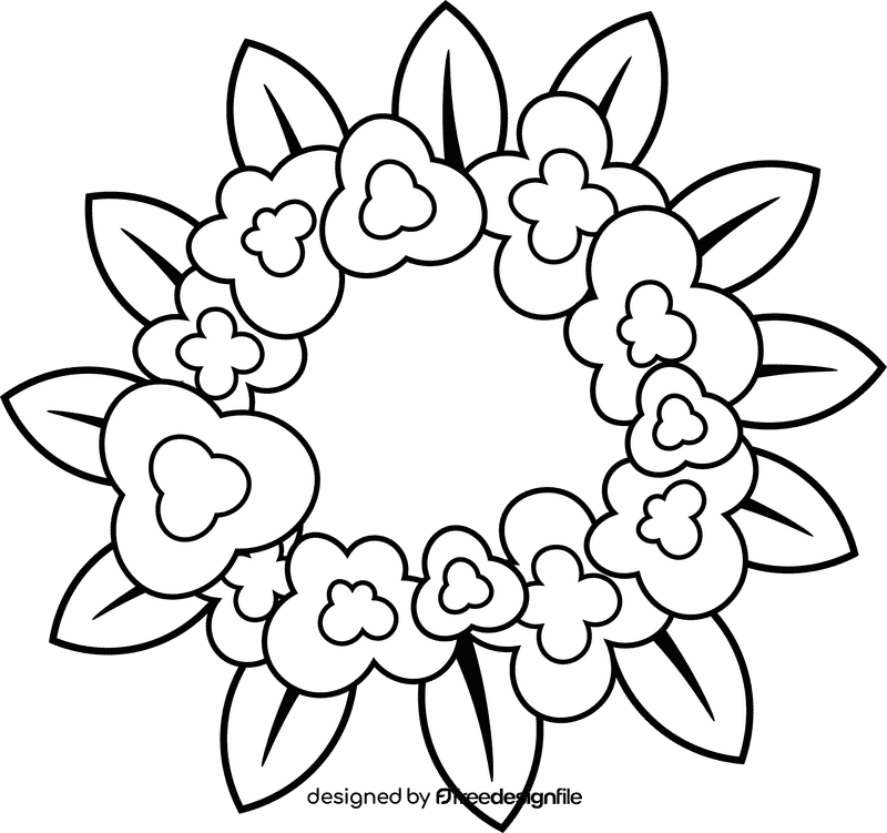 Flower Wreath black and white clipart