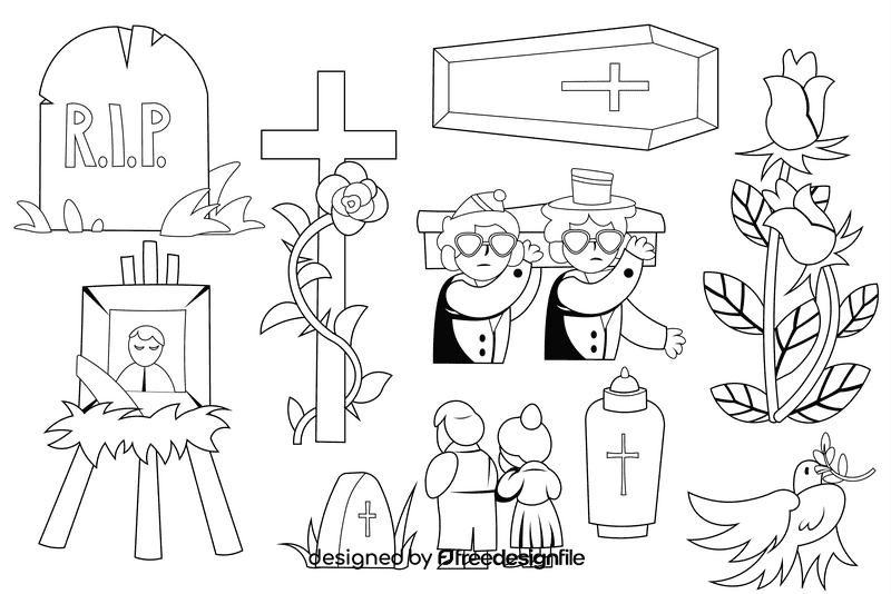 Funeral black and white vector