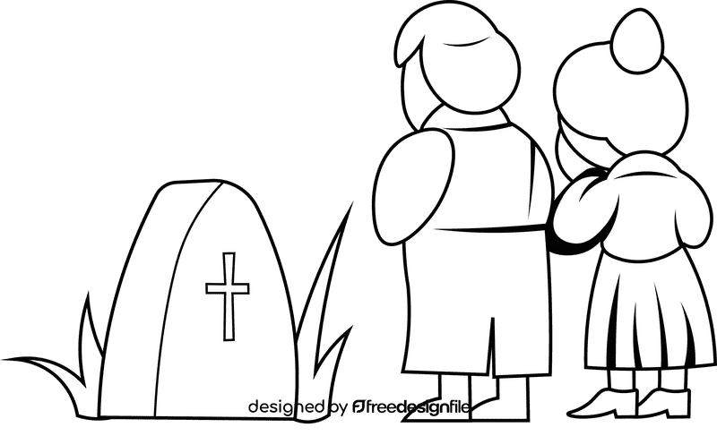 Funeral black and white clipart