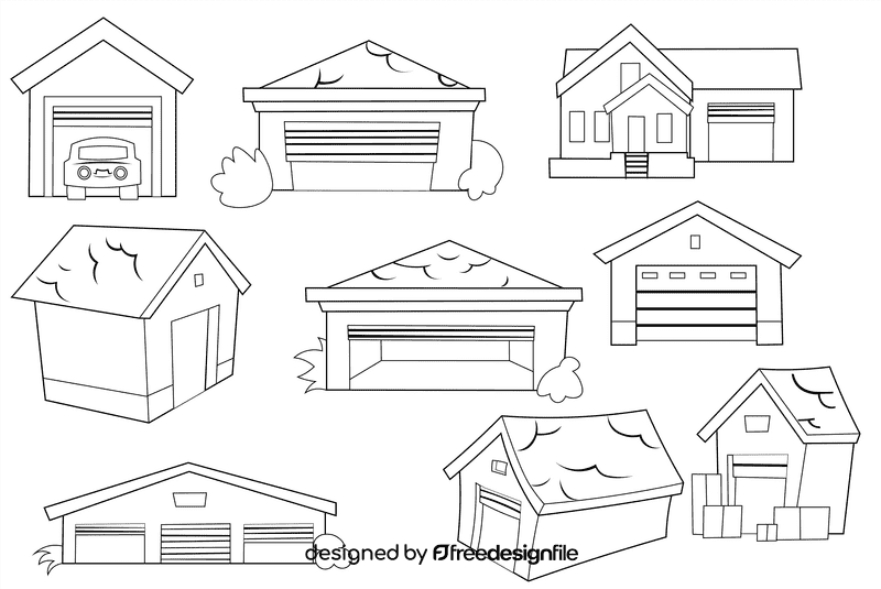 Garage black and white vector