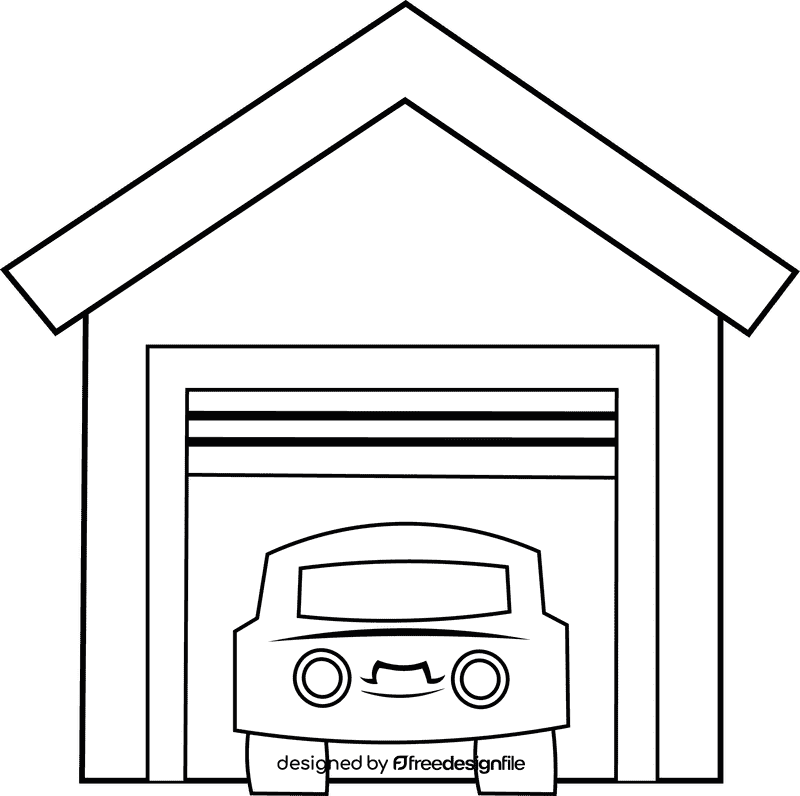Garage Car black and white clipart