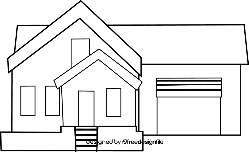 Garage House black and white clipart