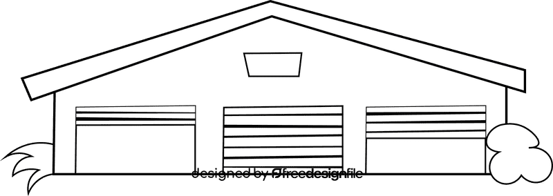 Garage Triple black and white clipart