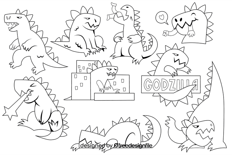 Godzilla black and white vector