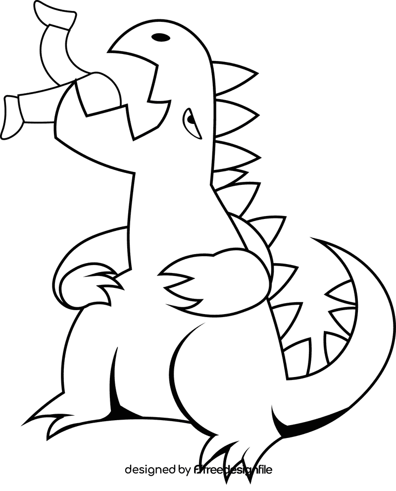 Godzilla Eat black and white clipart