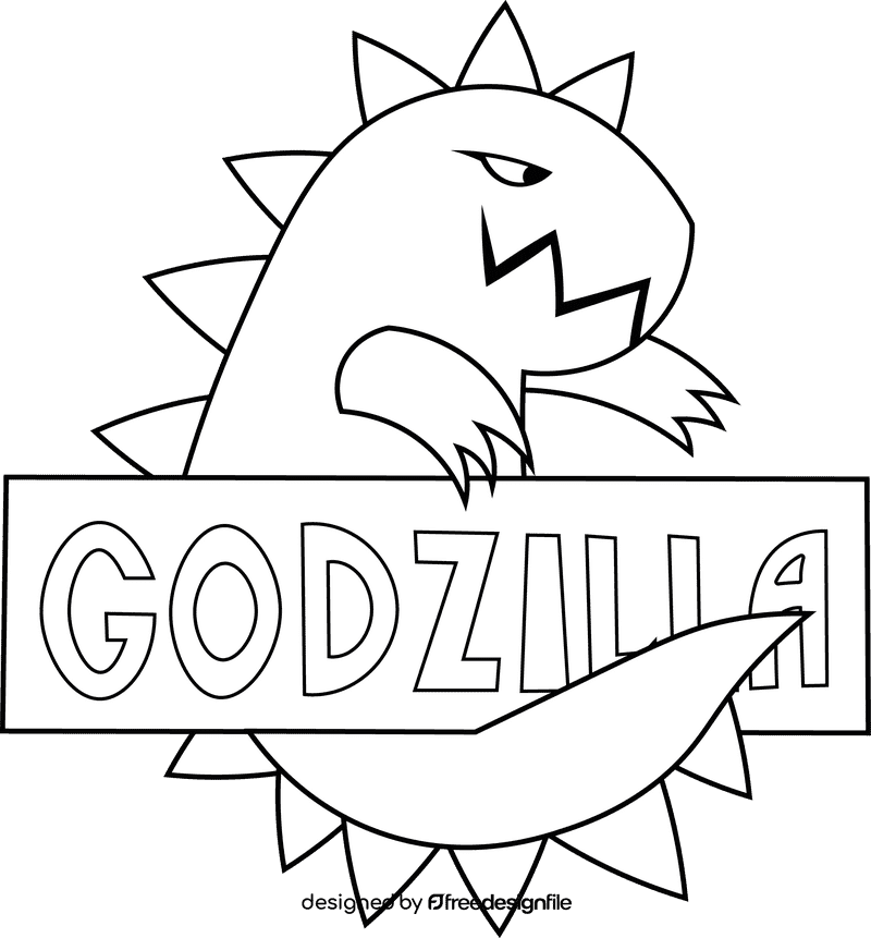 Godzilla black and white clipart