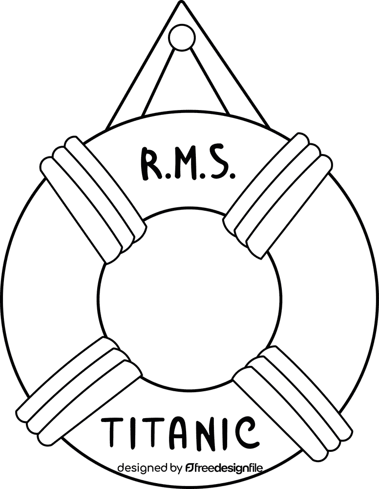 Titanic Life Ring black and white clipart
