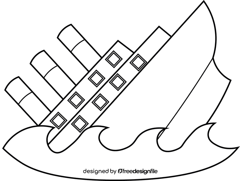 Titanic Sinking black and white clipart