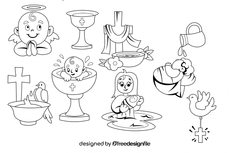 Baptism black and white vector