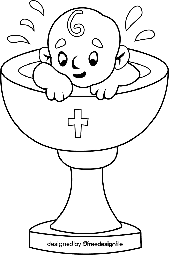 Baptism Bowl Baby black and white clipart